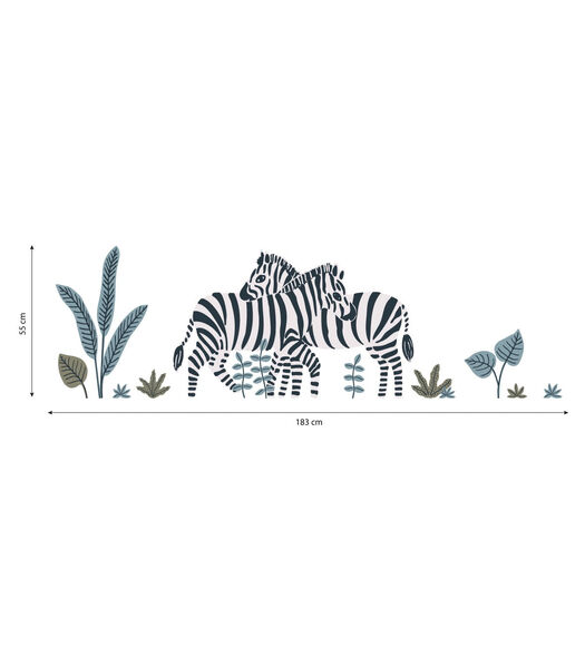 TANZANIA - Muurstickers - Zebra's, palmen en bladeren