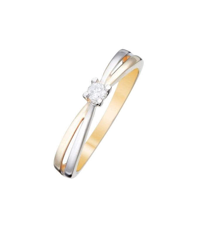 Ring 'Ma bien aimée' tweekleurig goud en diamanten image number 0