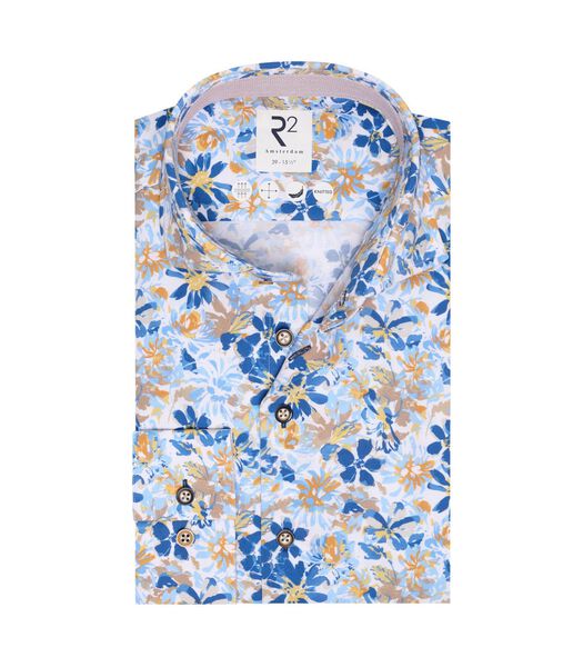 Overhemd Knitted Bloemenprint Blauw