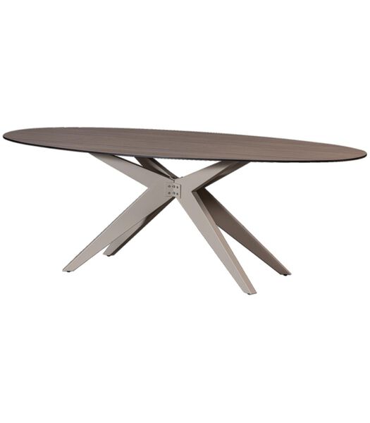 Elk Table A Manger Aluminium Base Hpl Platte Sable 100X220cm