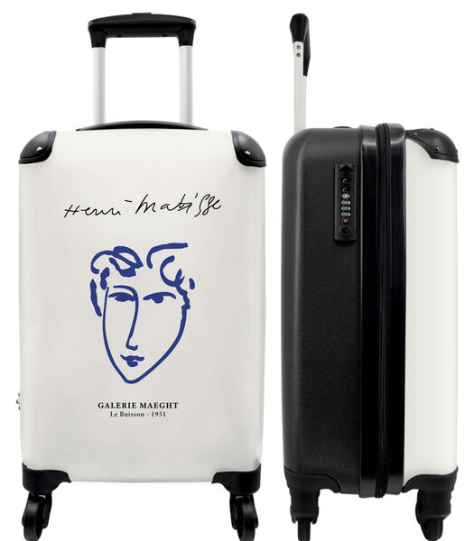 Ruimbagage koffer met 4 wielen en TSA slot (Kunst - Line art - Matisse - Blauw - Portret)