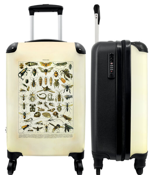 Valise spacieuse avec 4 roues et serrure TSA (Animaux - Insectes - Illustration - Nature - Vintage)