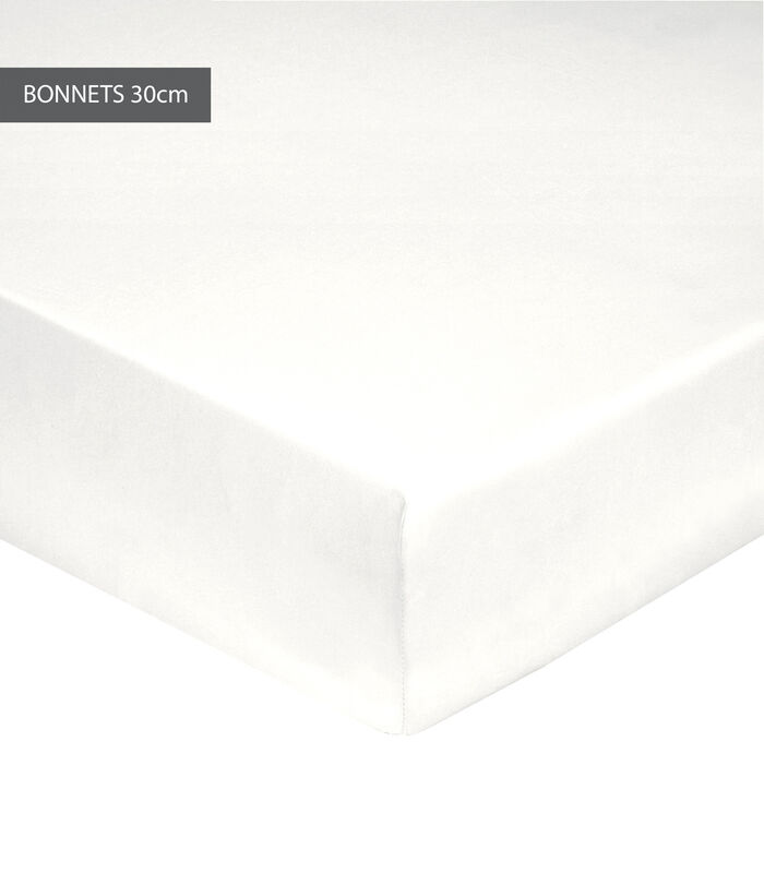 Drap housse blanc - Percale 100% coton bonnet 30cm image number 0
