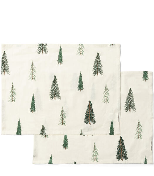 Textielen placemat groen, Placemats set van 2 - Winter Forest Placemat