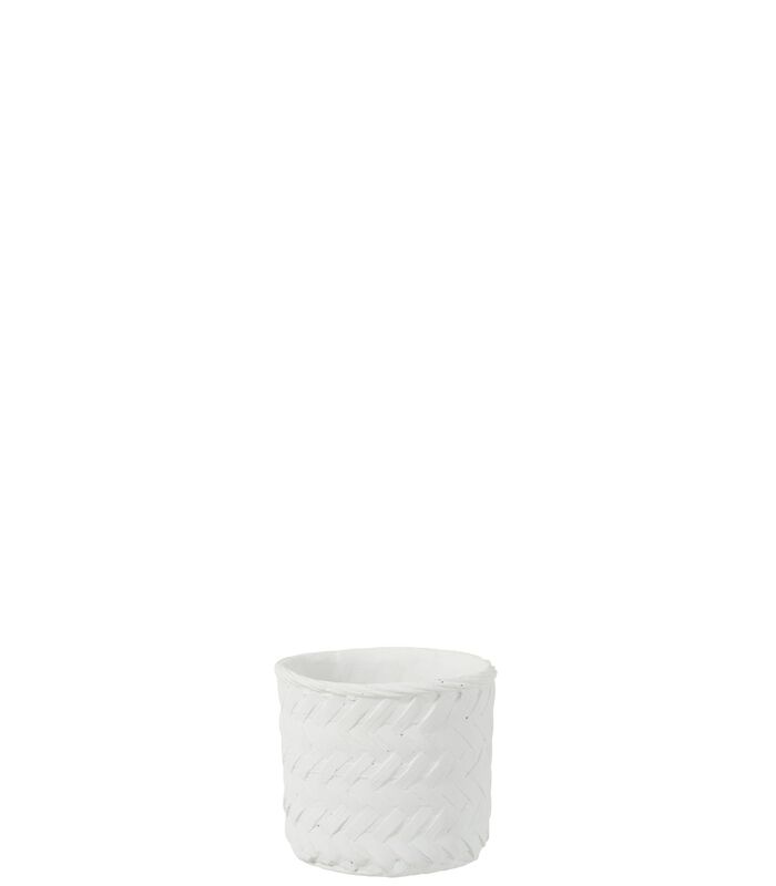 Cache-Pot Imitation Tissage Ciment Blanc Small image number 0
