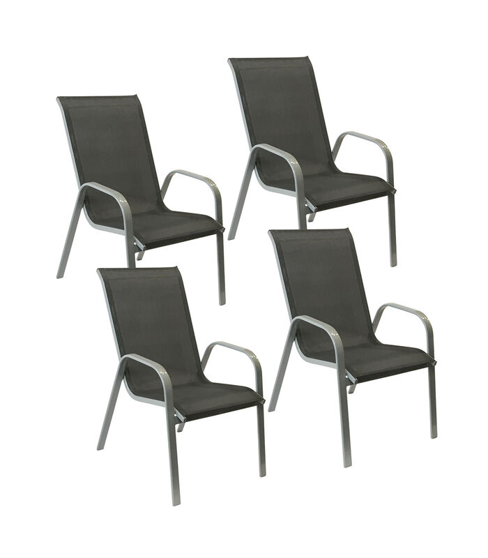 Set van 4 MARBELLA stoelen in grijs textilene - grijs aluminium image number 0