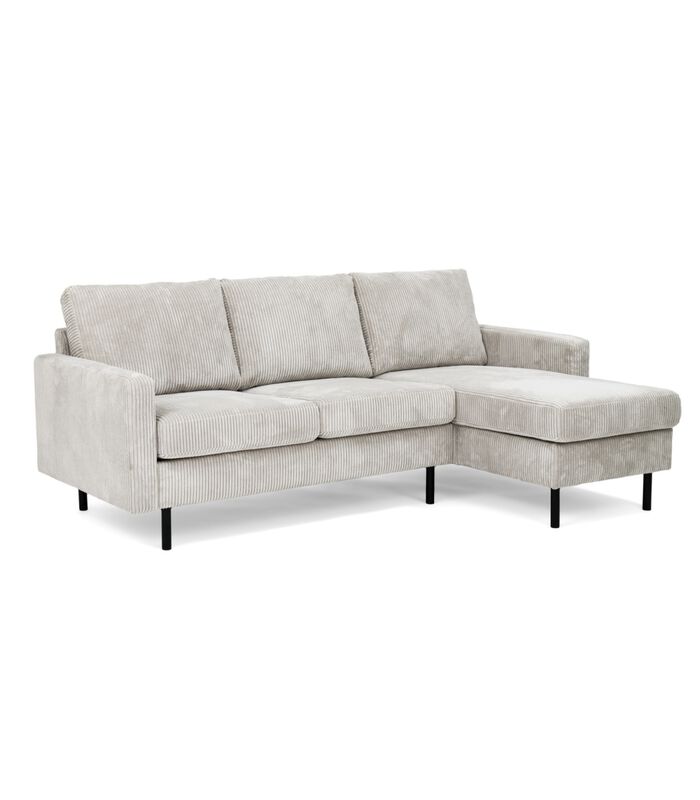 Moquette - Sofa - 3-zitbank - chaise longue links of rechts - ribfluweel - naturel image number 2