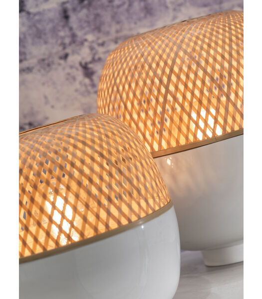 Lampe de table Mekong - Bambou/Blanc - Ø25cm