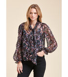 Grote blouse met bloemrijke print in viscose en zijden sluier image number 0
