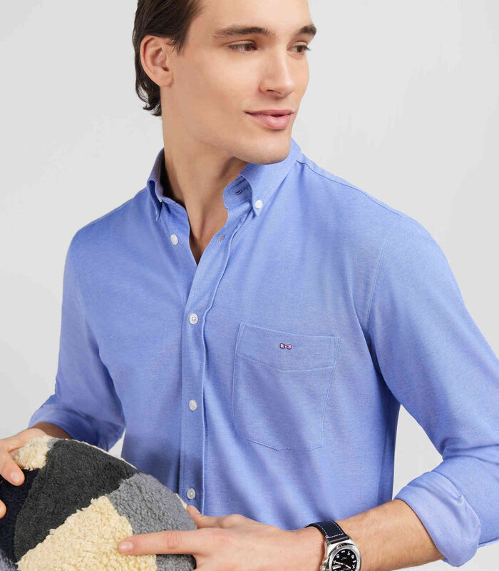 Blauw katoen pinpoint shirt image number 2