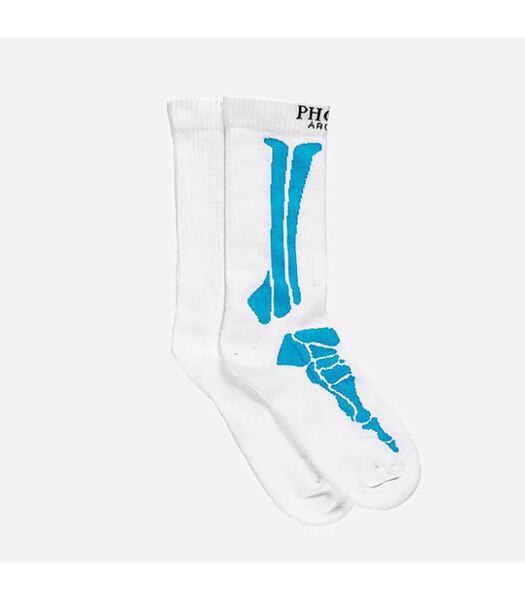 Calze Phobia Socks With Lightblue Bones Bianco
