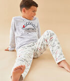Fluwelen kerst 2-delige pyjama, lichtgrijs/wit image number 2
