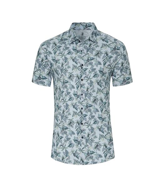Short Sleeve Jersey Overhemd Print Lichtblauw