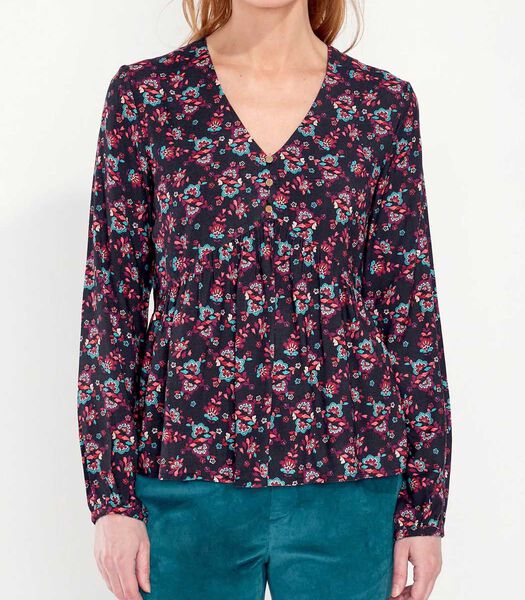 Bedrukte uitlopende vloeibare blouse AMRITA