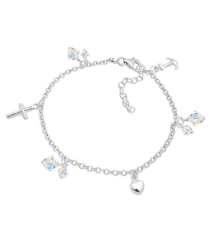 Bracelet Femmes Croix Cœur Ancre Avec Cristaux En Argent Sterling 925 image number 1