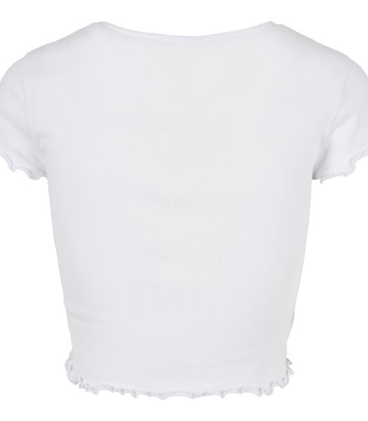 Dames-T-shirt cropped button up rib
