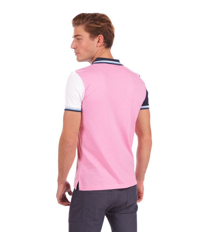 Polo in jersey tweekleurig roze image number 1