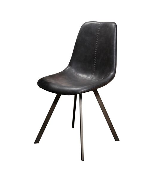 Angular - Chaise de salle à manger - lot de 4 - PU - noir - métal - gris