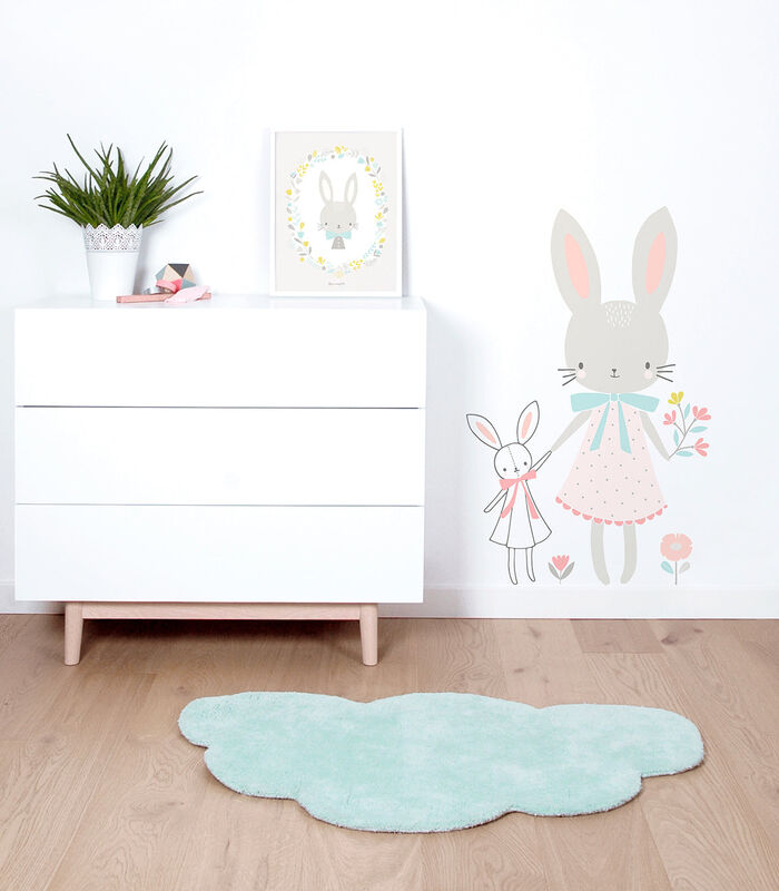 SWEET BUNNIES - Affiche enfant encadrée - Bébé lapin et fleurs image number 2
