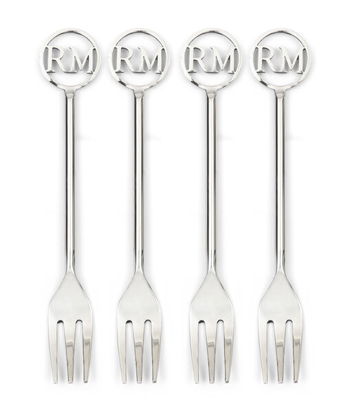 Kleine vorkjes zilver, Dessertbestek 4 stuks - RM Monogram Forks