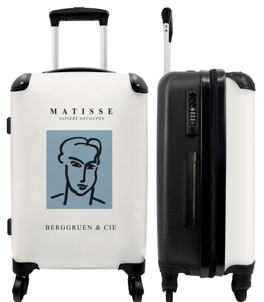 Ruimbagage koffer met 4 wielen en TSA slot (Matisse - Kunst - Blauw - Line art - Man)