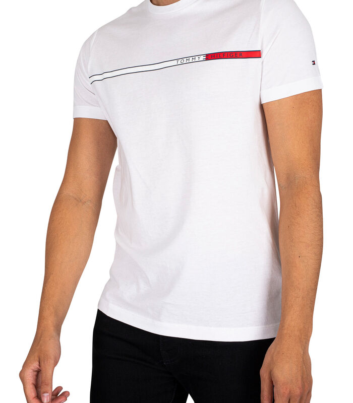 Tweekleurig T-shirt met strepen op de borst image number 0