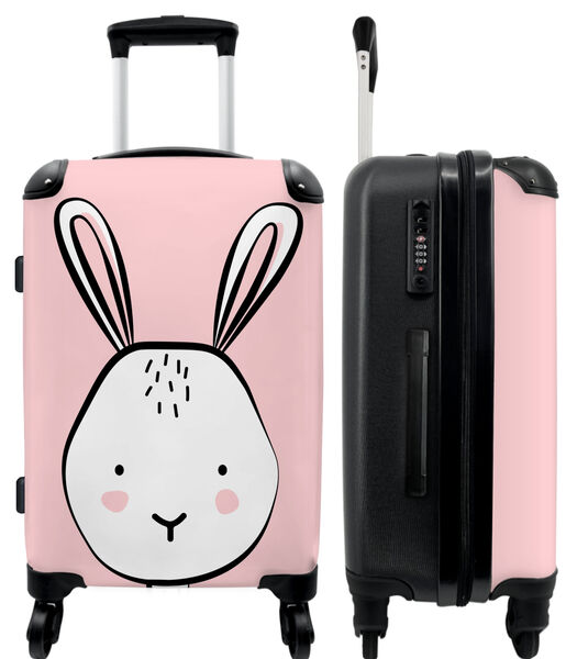 Handbagage Koffer met 4 wielen en TSA slot (Konijntje - Roze - Meisjes - Illustratie)