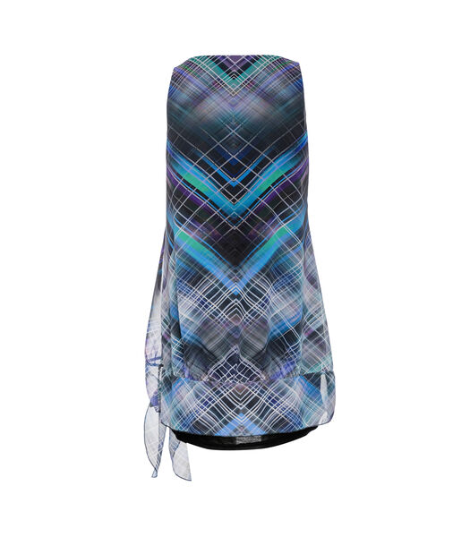 Mouwloze jurk met dubbele laag en geometrische print