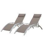Set van 2 GALAPAGOS ligstoelen in taupe textilene - wit aluminium image number 0