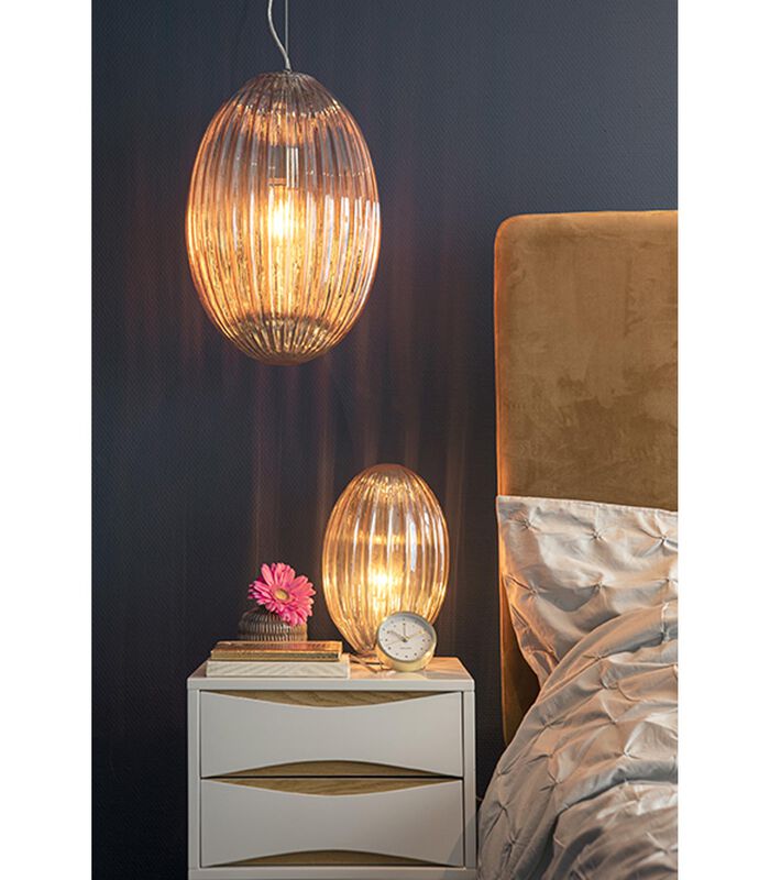 Hanglamp Smart - Ovaal Glas Amber Bruin - Large - 30x44cm image number 1