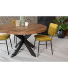 Omerta - Table de salle à manger - ronde 140cm - mangue - naturel - pied araignée en acier - laqué noir image number 2