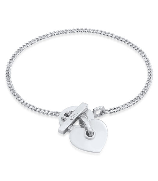 Bracelet Elli Premium Bracelet Femmes Cœur Pendentif T-Bone Moderne En Argent Sterling 925 Rhodié