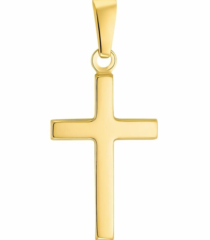 Motief tag voor mannen en vrouwen, unisex, goud 375 kruis image number 0