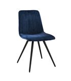 Lined Velvet - Chaise de salle à manger - lot de 4 - velours - bleu - rayé - métal - noir image number 0