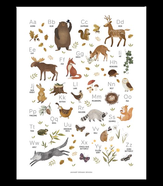Affiche seule animaux des bois ABC Norwood, Lilipinso