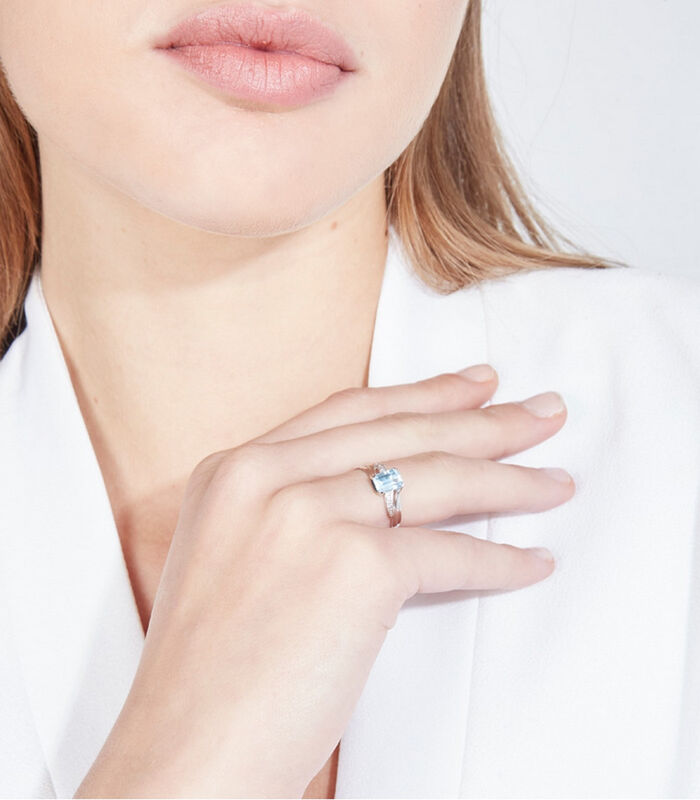 Ring "Blanca Topaz" Wit Goud en Diamanten image number 1