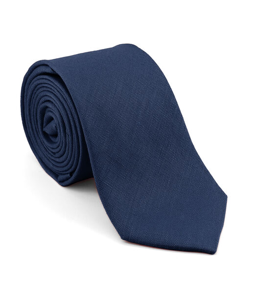 Cravate en lin bleu acier - POUND - Fabriquée à la main