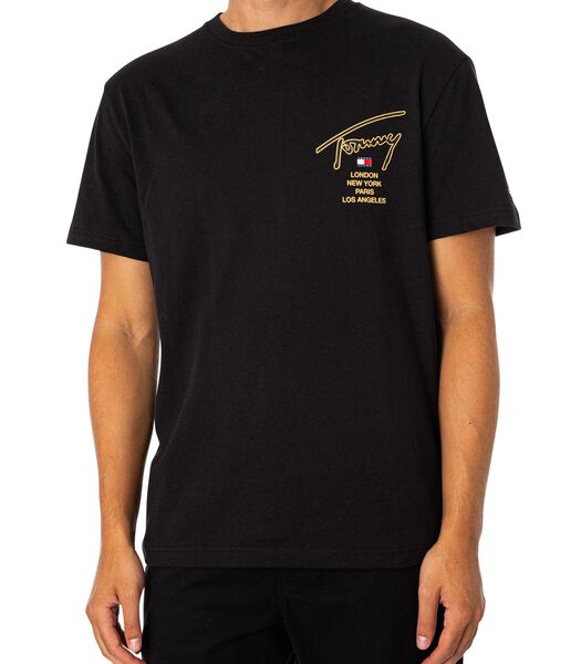 Klassiek Goudkleurig T-Shirt Met Kenmerkende Achterkant
