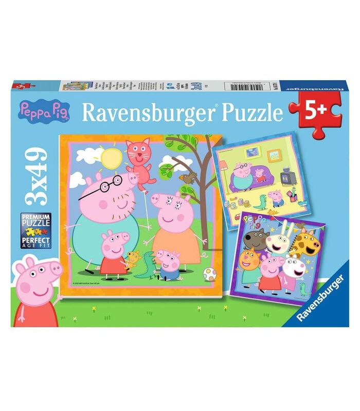 puzzel Familie en vrienden van Peppa Pig - 3 x 49 stukjes image number 1