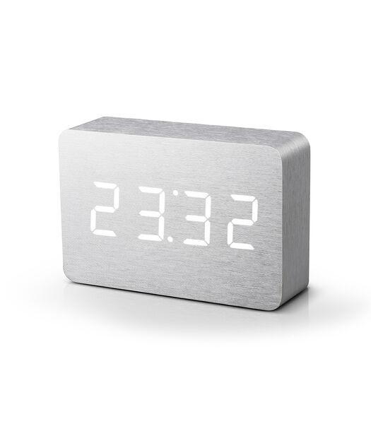 Brick click clock  Wekker - Aluminium/LED Wit