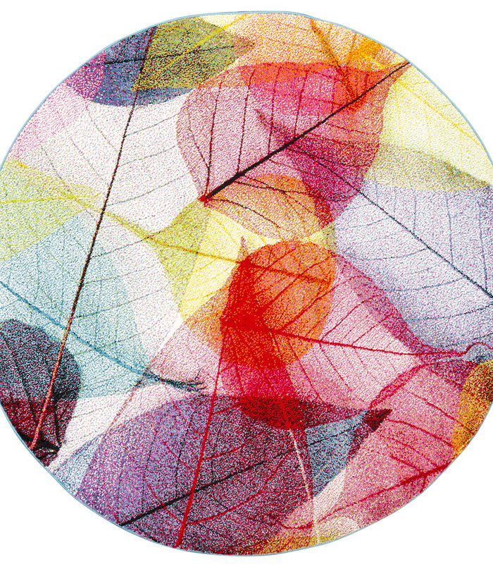 Vloerkleed Designer Faro Tropisch Kleurrijke Bladeren Rond image number 0