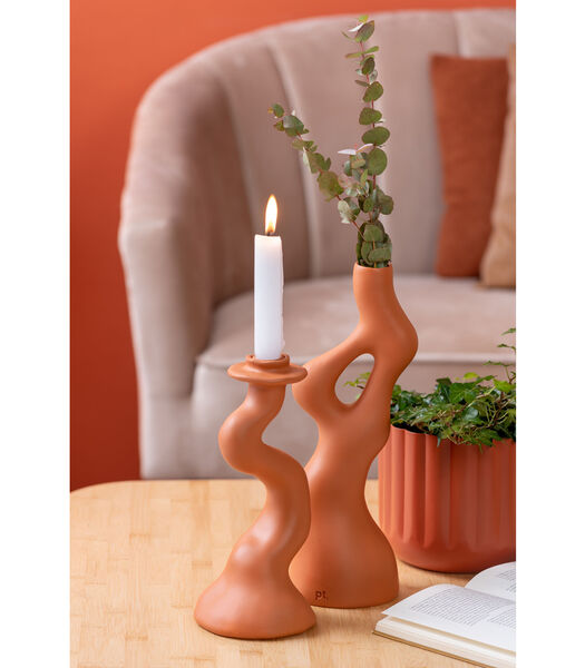 Vase déco Organic Swirls - Orange - 12,5x10,5x33cm