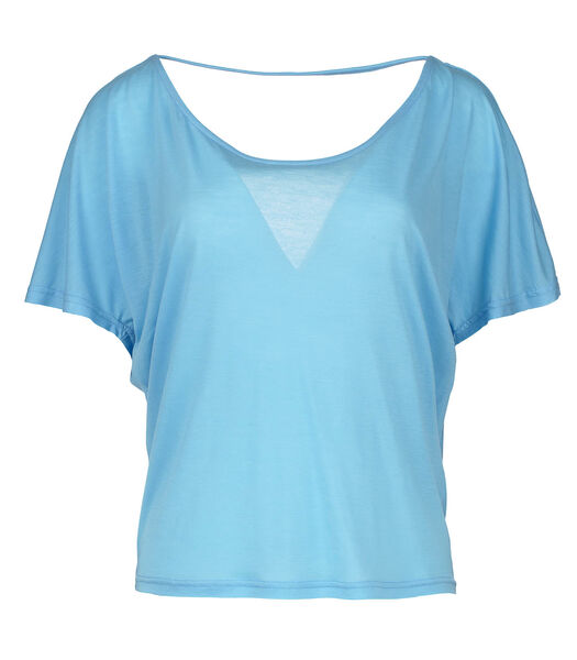 Tencel T-shirt met Drapering op de Rug in Hemelsblauw