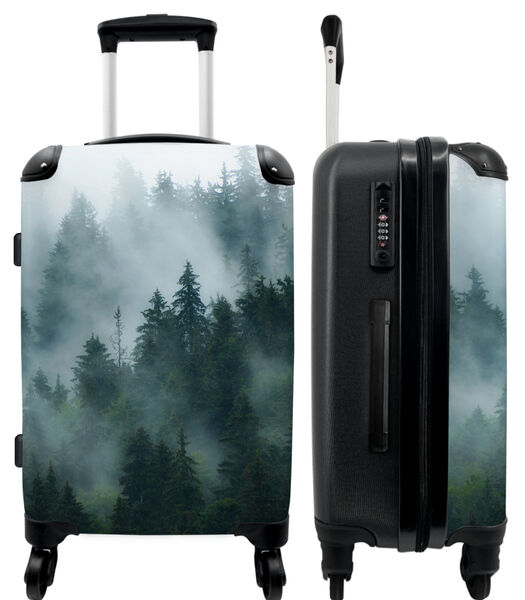 Bagage à main Valise avec 4 roues et serrure TSA (Arbre - Vert - Brouillard - Nature - Forêt)