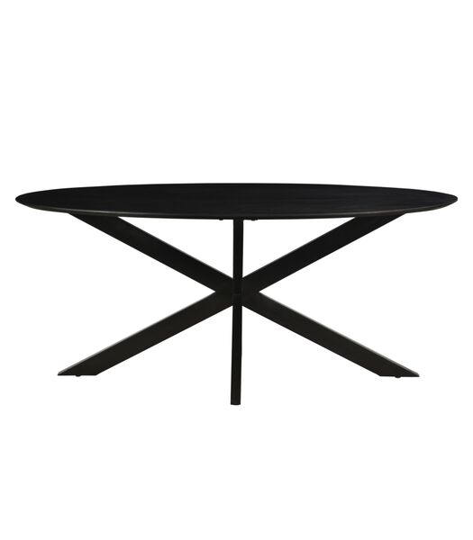 Nordic - Table de salle à manger - acacia - noir - 160cm - ovale - pied araignée - acier laqué