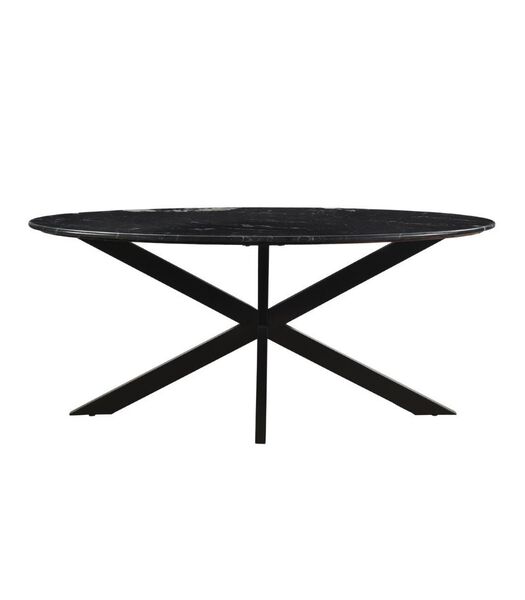 Marble - Table de salle à manger - 180cm - marbre - noir - acier laqué - ovale