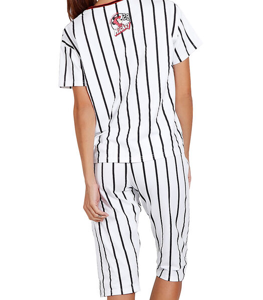 Pyjama pantacourt t-shirt Mickey Beisbol Disney blanc