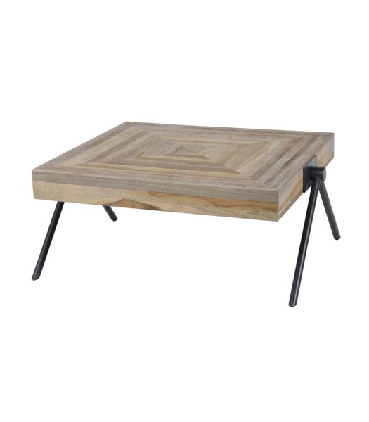 Diamond - Table basse - carrée - 70x70cm - teck patiné - pieds équilibrés - acier
