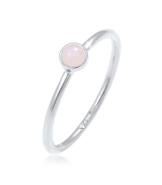 Bague Femmes Pile Basique Minimaliste Avec Quartz Rose En Argent Sterling 925 Plaqué Or