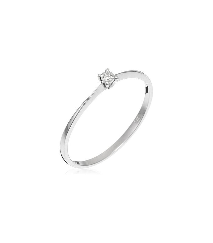 Ring 'Solitaire Pure' witgoud en diamanten image number 2